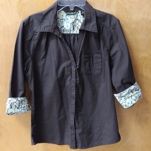 Eddie Bauer Women's Brown Long Sleeve w/Floral